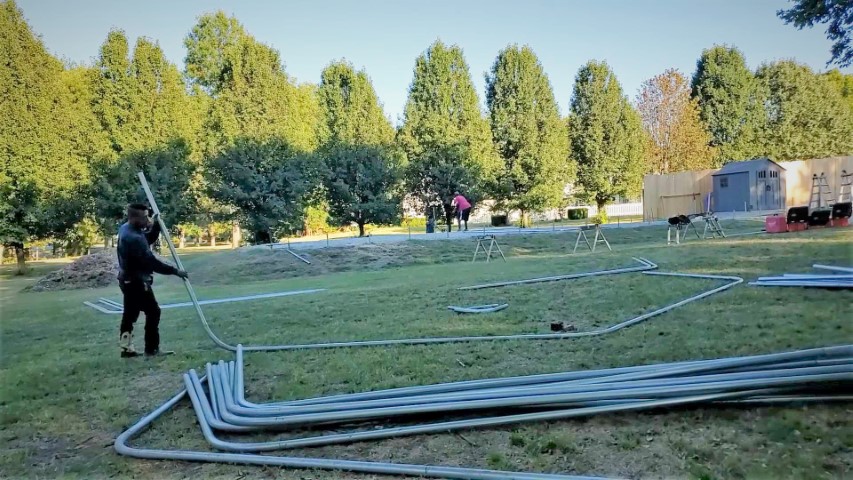 High Tunnel HoopHouse Installation Lay Out Bows