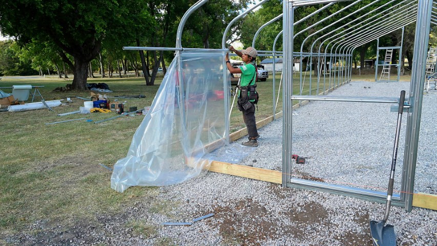 High Tunnel HoopHouse Install Corner Pockets