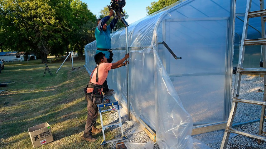 High Tunnel HoopHouse Install Corner Pockets