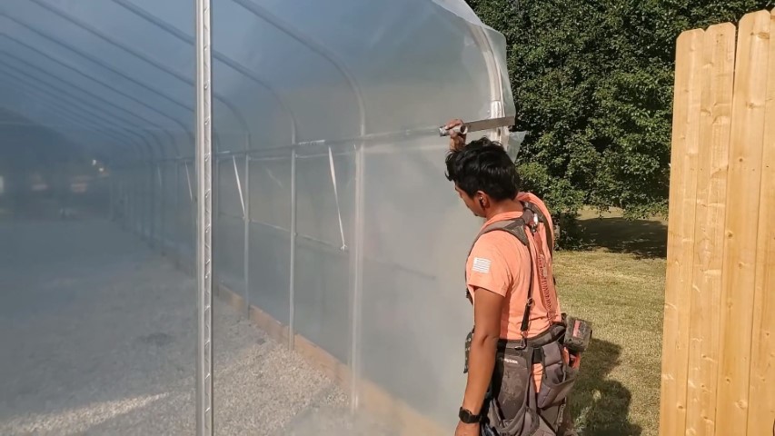 High Tunnel HoopHouse Install Corner side-curtains