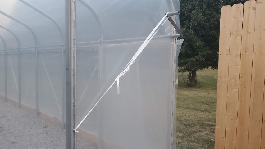 High Tunnel HoopHouse Install Corner endwall-film