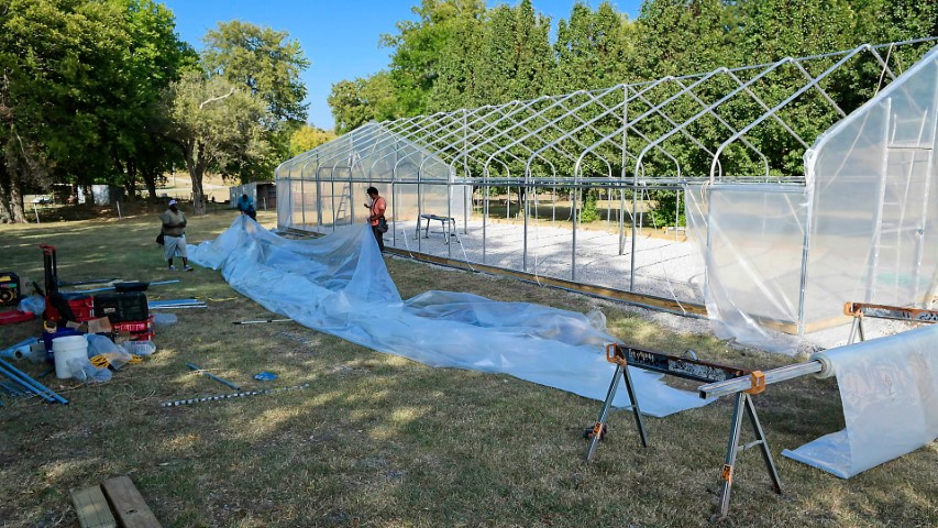 High Tunnel HoopHouse Install Corner top-plastic