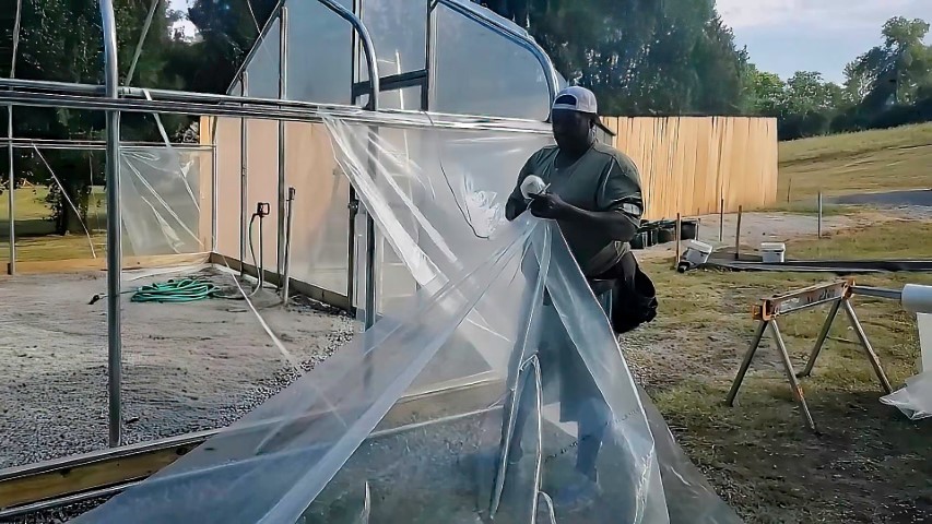 High Tunnel HoopHouse Install Corner top-plastic