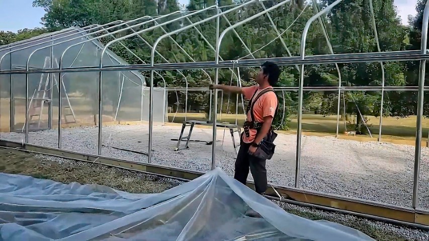 High Tunnel HoopHouse Install Corner top-plastic