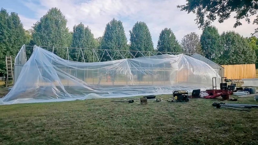 High Tunnel HoopHouse Install Corner top-plastic