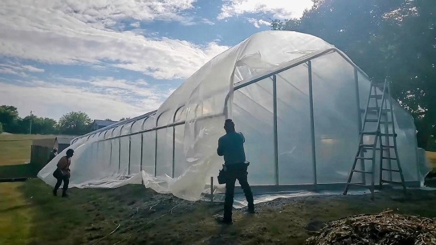 High Tunnel HoopHouse Install Corner top-plastic