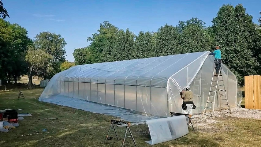 High Tunnel HoopHouse Install Corner top-plastic