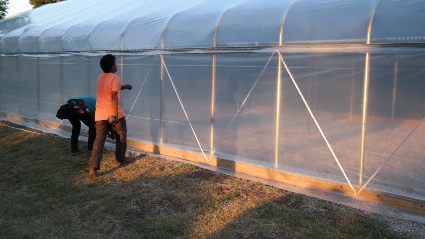 High Tunnel HoopHouse Install Corner zig-zag